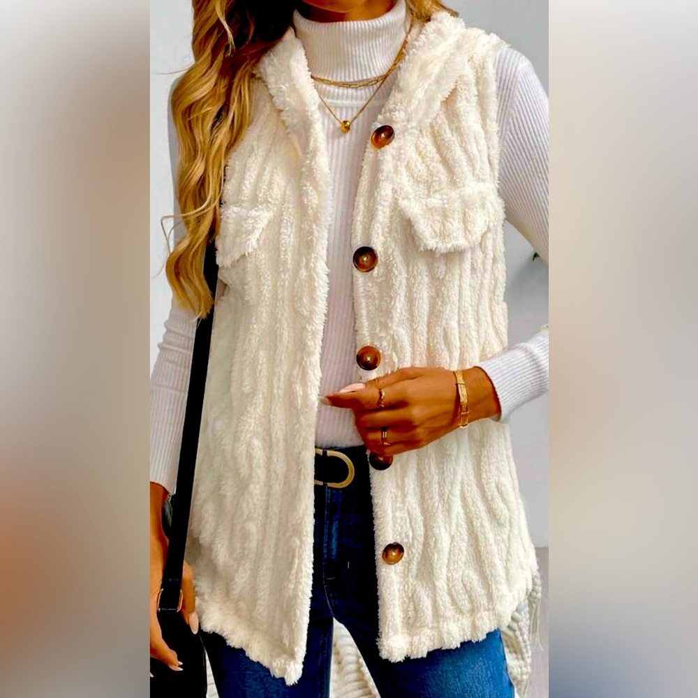 Brand New Button Front Hooded Vest